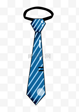 卡通厚涂蓝色领带PNG.