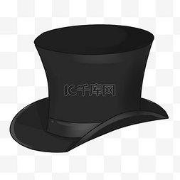 小黑礼帽图片_黑色绅士帽子插画
