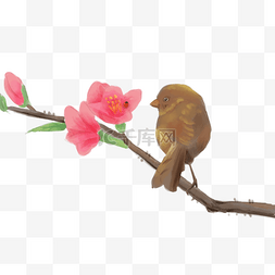 站枝头的小鸟图片_卡通手绘中国风小鸟