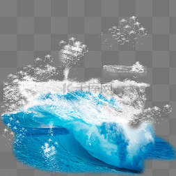 蓝色大海卷起的浪花元素