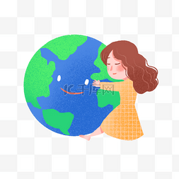 爱护地球保护环境图片_地球小女孩