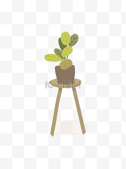 盆栽椅子图片_小清新椅子上的一盆植物 