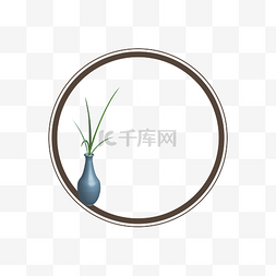 植物边框圆形图片_中国风手绘水墨画边框