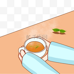 卡通手握图片_养生滋补食物桌上的茶杯