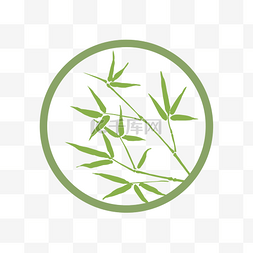绿色草本植物图片_绿色圆环竹叶装饰PNG