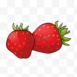 红色手绘草莓图片_新鲜水果红色草莓