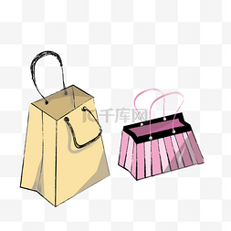 购物彩色购物袋插画