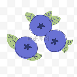 蓝色卡通三颗蓝莓