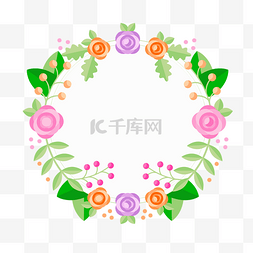 小花环装饰图片_小清新绿色花卉边框