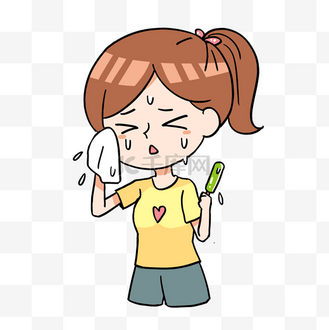 擦汗的女孩