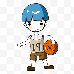 扁平化的男孩图片_彩色手绘打篮球的男孩元素
