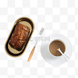 叉子咖啡糕点枣糕