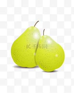 黄色梨子图片_矢量手绘水果梨子