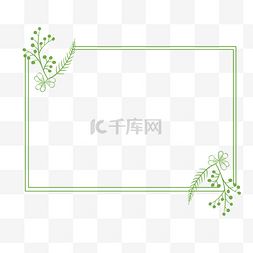 文艺绿色装饰图片_绿色线条树叶边框