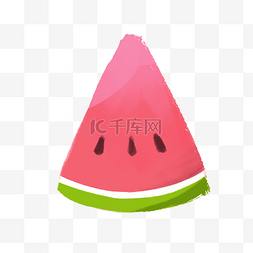 美食西瓜图片_手绘绿色切片西瓜水果卡通