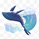梦幻动物蓝色水花和鲸鱼