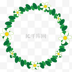 圆形小草花环图片_小雏菊和绿色种子串成的花环