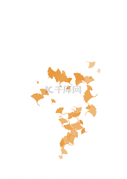 不规则黄色秋天的银杏树叶