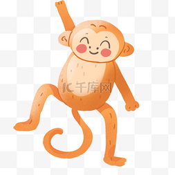 微笑小图片_手绘卡通微笑的小猴子免扣元素