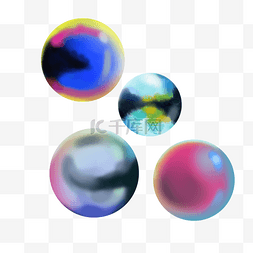 彩色手绘泡泡图片_四个彩色泡泡