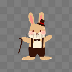 小棕兔绅士兔插画