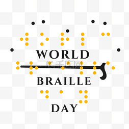 世界黄色图片_world braille day盲人手绘拐杖比心