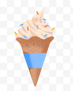 扁平风冰淇淋图片_夏日手绘扁平风糖霜冰淇淋