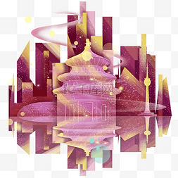 紫藤萝海报图片_北京地标天坛插画