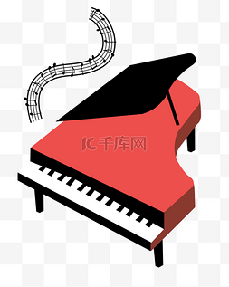 音乐乐器红色图片_音乐节红色钢琴
