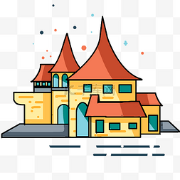 卡通尖顶城堡房屋