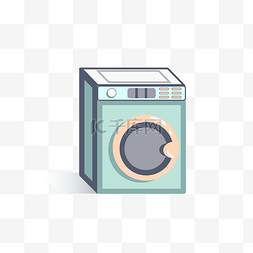 ins绿色图片_ins手绘洗衣机插画
