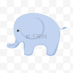 小象画框图片_蓝色可爱小象