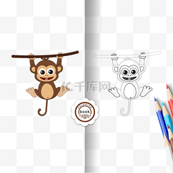 monkey clipart black and white 黑白涂色