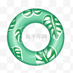 夏季绿色游泳圈插画