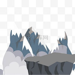 灰色的山峰免抠图扁平
