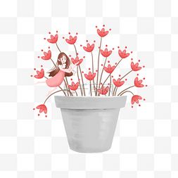 卡通女孩唯美可爱图片_夏天盛开的红色鲜花