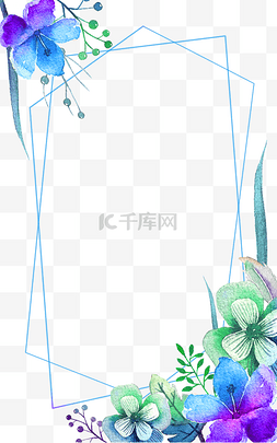 蓝色花装饰图片_植物蓝色花朵装饰边框