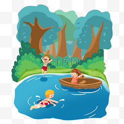 夏令营玩水划船野营暑假童年