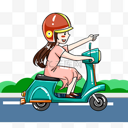 猫骑摩托车图片_骑车带头盔的女孩