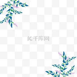 绿色树叶边角装饰图片_边角花朵