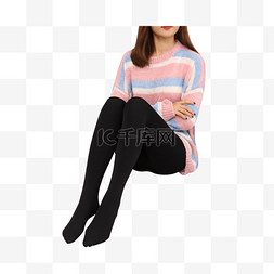 彩色纹理穿毛衣的女孩元素
