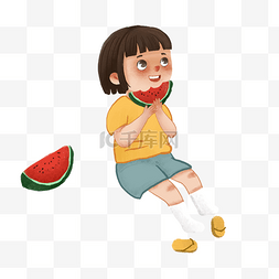 坐着吃图片_坐着吃瓜的女孩