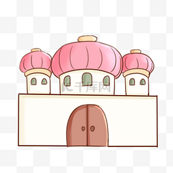 粉色的城堡装饰插画