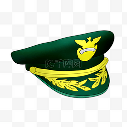 蓝底警徽警徽图片_绿色的警帽装饰插画