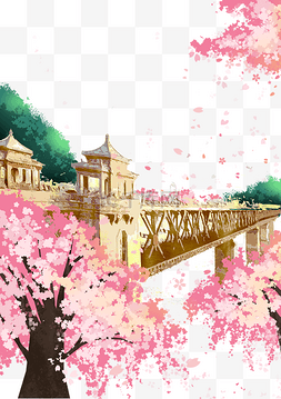 大桥风景图片_春暖花开的武汉樱花