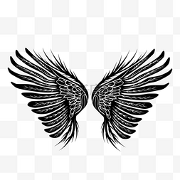 黑色翅膀天使图片_个性装饰黑色线条手绘翅膀