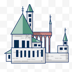 绿色尖顶城堡插图