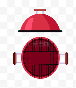 烧烤肉类卡通图片_红色的烧烤炉子插画