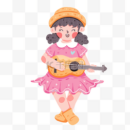 粉裙子弹吉他女孩
