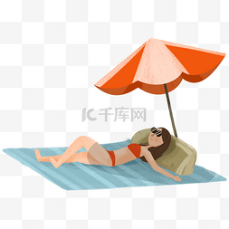 躺在沙滩上乘凉的姑娘